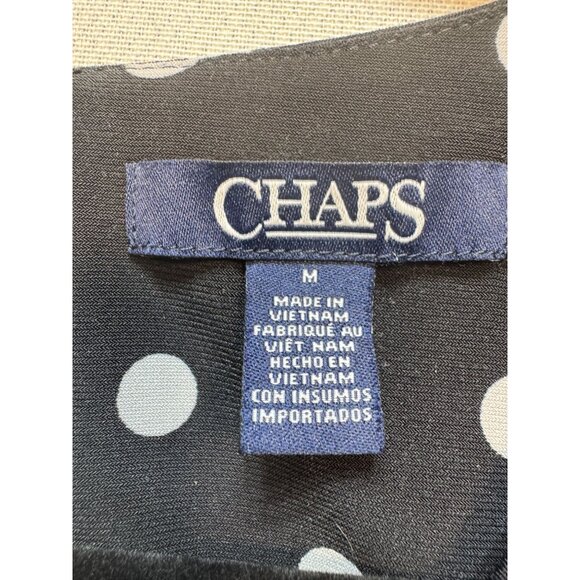 Chaps Women's A-Line Shift Dress Sleeveless Summer Size M Black White Polka Dot - Picture 3 of 12